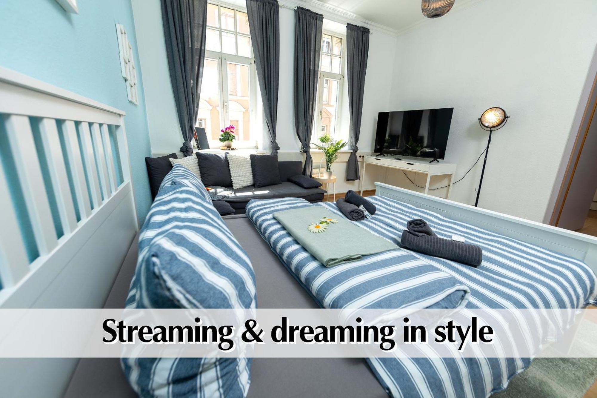 12 Fewos Im Jugendstilhaus Mit Aufzug, Terrasse, Kingsize-Bett, Smart-Tv, Etc Erfurt Værelse billede