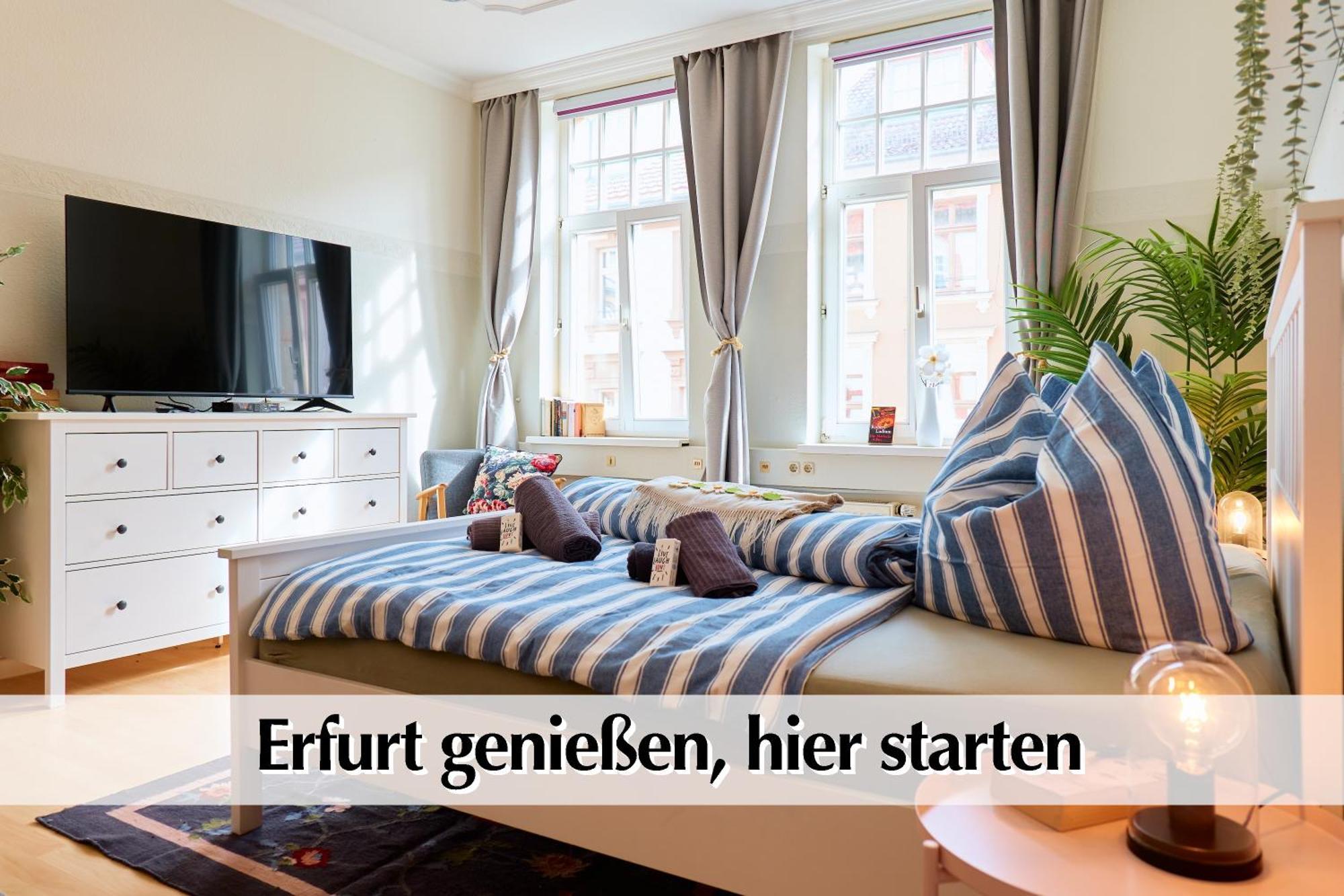 12 Fewos Im Jugendstilhaus Mit Aufzug, Terrasse, Kingsize-Bett, Smart-Tv, Etc Erfurt Værelse billede